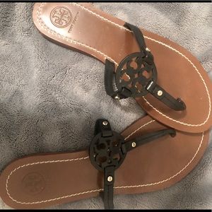 Tory Burch Miller Sandals -Small symbol.             BLACK - SIZE 7.5